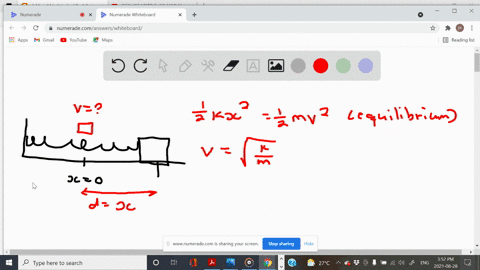 i-a-mass-m-is-attached-to-a-spring-which-is-held-stretched-a-distance-x-by-a-force-f-fig-28-and-then-released-the-spring-compresses-pulling-the-mass-assuming-there-is-no-friction-determine-the-speed-o