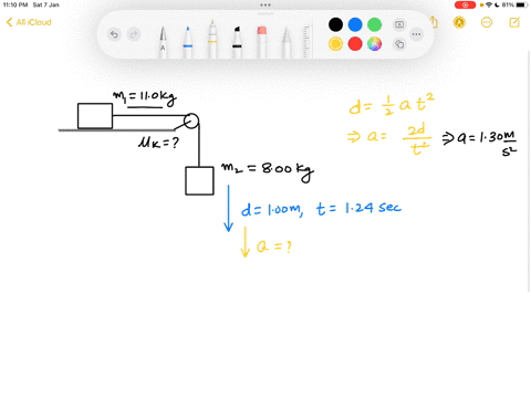 objects-with-masses-m1-110-kg-and-m2-80-kg-are-connected-by-a-light-string-that-passes-over-a-frictionless-pulley-as-in-the-figure-below-if-when-the-system-starts-from-rest-m2-falls-100-m-in-65993