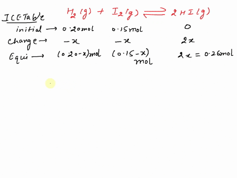 hydrogen-and-iodine-react-as-follows-h2-g-i2-g-2hi-g-in-an-experiment-020-moles-of-hydrogen-gas-and-015-moles-of-iodine-gas-are-heated-at-723k-when-equilibrium-is-reached-the-mixture-is-foun-99807