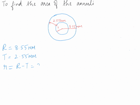 find-the-area-of-the-following-annuli-outer-circle-has-a-radius-that-equals-855-mm-the-thickness-of-the-ring-is-255-mm-255mm-tkck-8-55-mm-49887