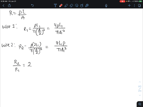 Two resistors r1 and r2 are made of the same material and...