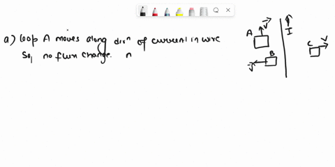 three-loops-of-wire-move-near-long-straight-wire-carrying-current-as-in-the-following-figure-a-what-is-the-direction-of-the-induced-current-any-loop-a-clockwise-counterclockwise-no-current-i-38645
