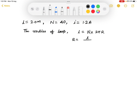 a-segment-of-wire-of-total-length-20-m-is-formed-into-a-circular-loop-12-a-current-determine-having-40-turns-if-the-wire-carries-a-the-magnitude-of-the-magnetic-field-at-the-center-of-the-lo-64142