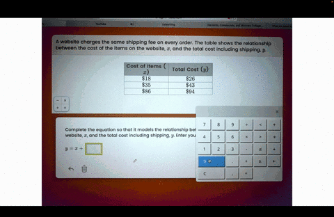 a-website-charges-the-same-shipping-fee-on-every-order-the-table-shows-the-relationship-between-the-cost-of-the-items-on-the-website-x-and-the-total-cost-including-shipping-y-youtube-itslear-67657