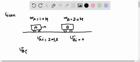 a-trolley-a-of-mass-10-kg-is-moving-at-20-ms-1-it-collides-with-a-stationary-trolley-b-of-mass-20-kg-trolley-b-moves-off-at-12-ms-1