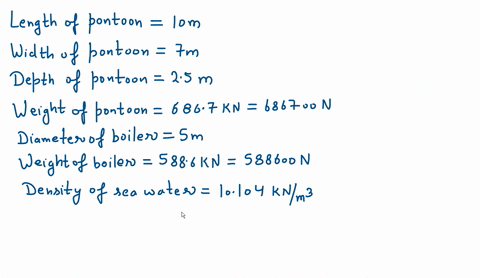 problem-414-a-rectangular-pontoon-100-m-long-m-broad-and-25-m-deep-weighs-6867-kn-it-carries-n-its-upper-deck-an-empty-boiler-of-50-m-diameter-weighing-5886-kn-the-centre-of-gravity-of-the-b-35216