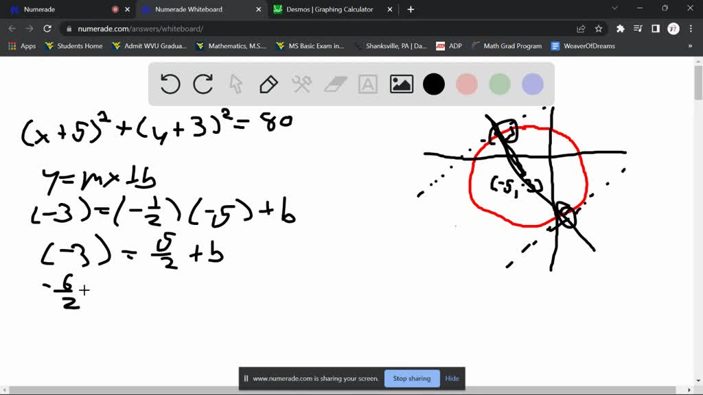 The Circle C Has The Equation X 5 2 Y 3 2 80 The Line L Is A