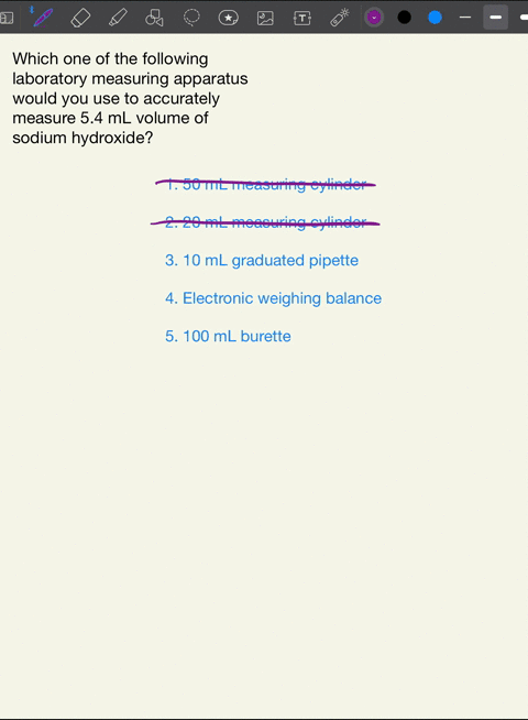 which-one-of-the-following-laboratory-measuring-apparatus-would-you-use-to-accurately-measure-a-54-ml-volume-of-sodium-hydroxide-i-50-ml-measuring-cylinder-ii-20-ml-measuring-cylinder-iii-a-10-ml-grad