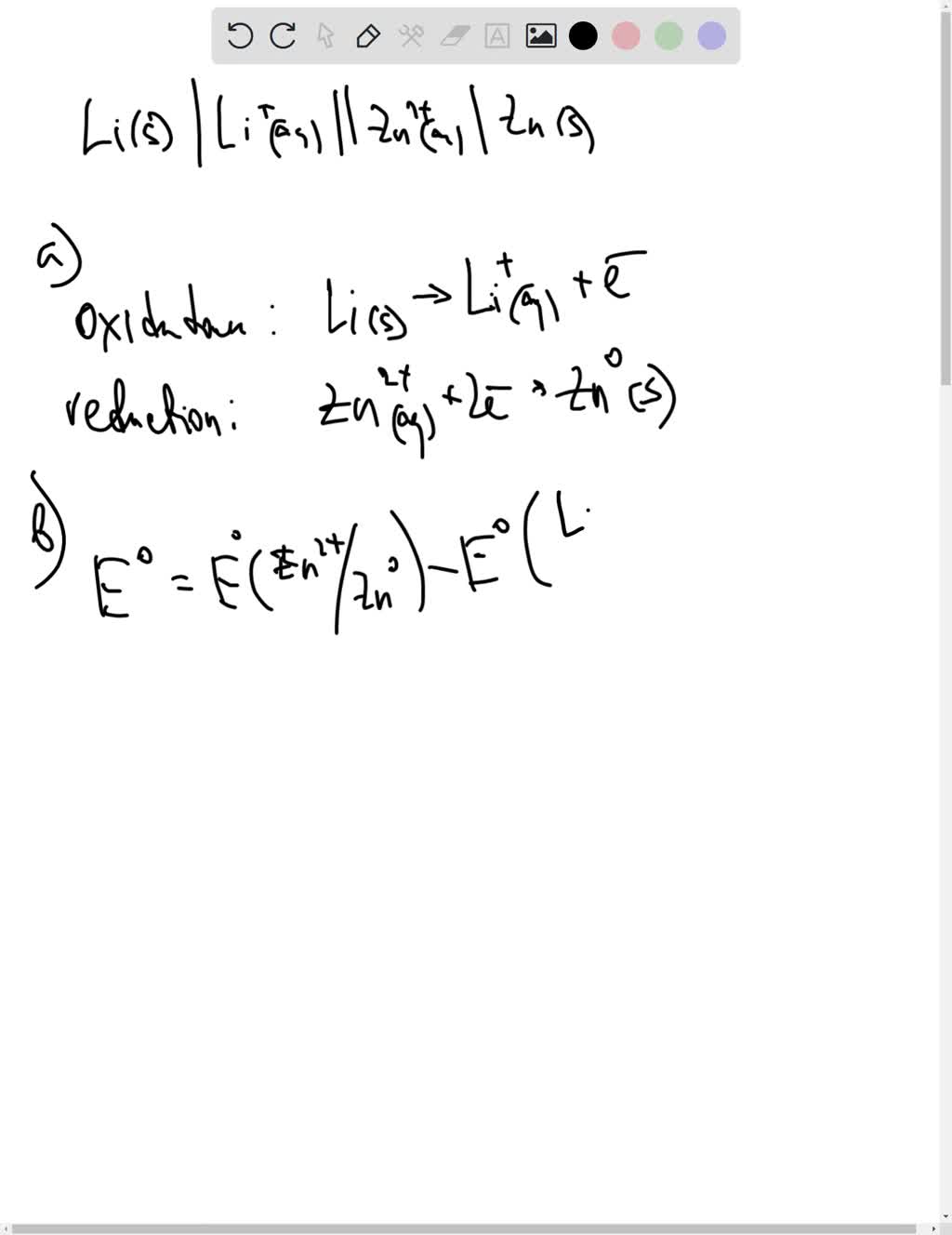 SOLVED For the following electrochemical cell written in
