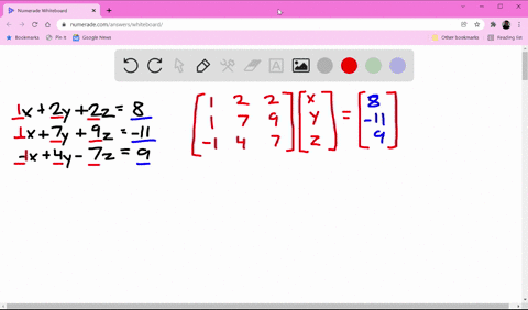 solve-this-system-by-changing-to-a-matrix-equation-and-finding-the-inverse-of-a-coefficient-matrix-x-2y-2z-8-x-7y-9z-11-x-4y-7z-9-00216