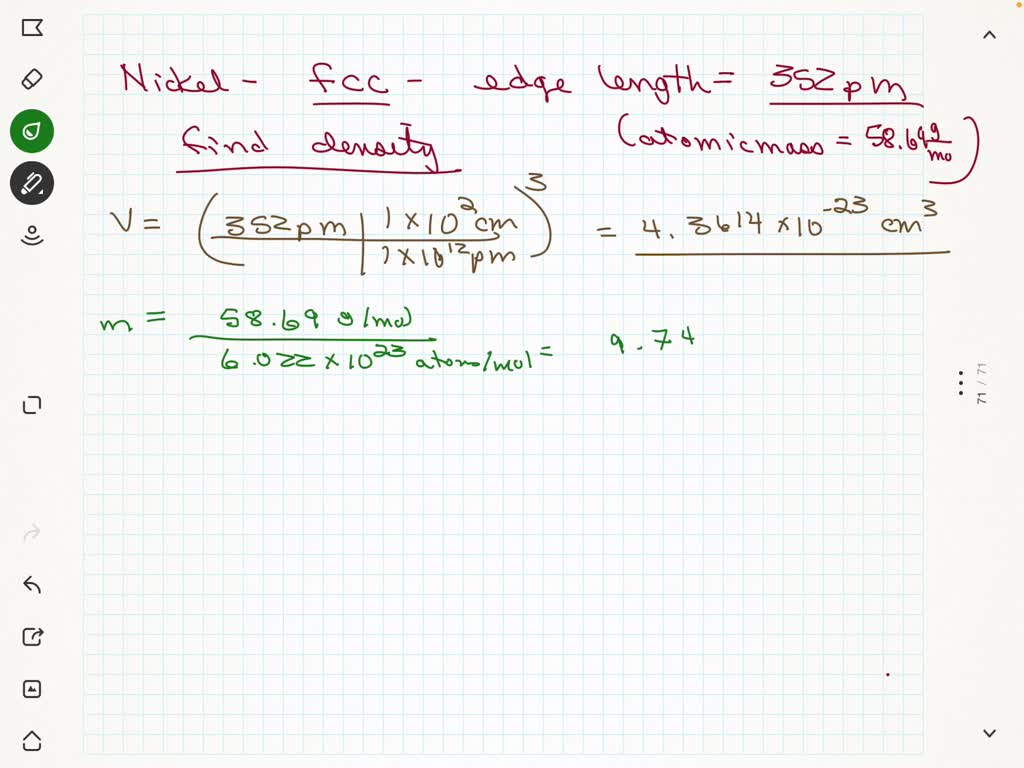 Nickel, Ni, has a facecentered cubic structure with an edge length of