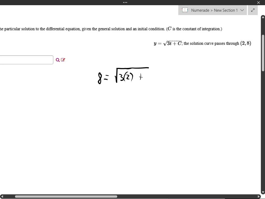 SOLVED: Find the particular solution to the differential equation ...