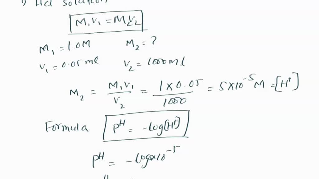 Solved A Solution Is Made By Mixing Ml Of M Hcl With Ml Of Pure Water