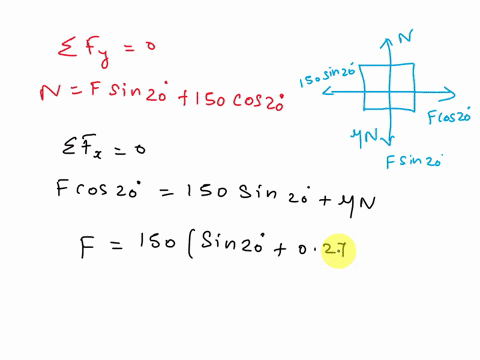 a-50-cm-30-cm-20-cm-block-weighing-150-n-is-to-be-moved-at-a-constant-velocity-of-08-mls-on-inclined-surface-with-a-friction-coefficient-of-027-a-determine-the-force-f-that-needs-to-be-appli-78612