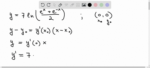 find-an-equation-of-the-tangent-line-to-the-graph-of-the-function-at-the-given-point-y-7ln-exe-x2-00-16453