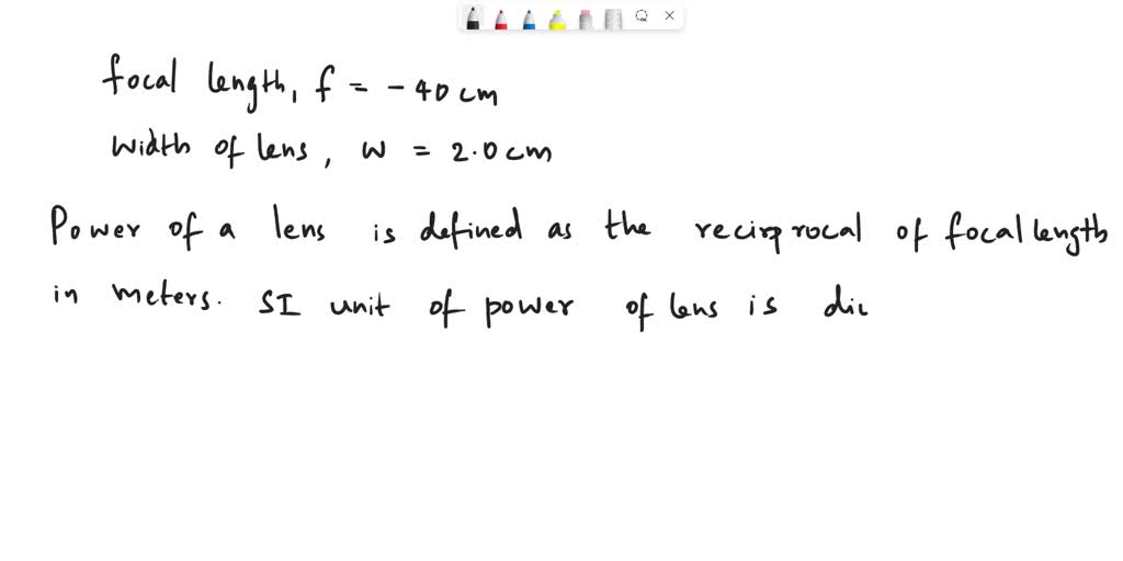 SOLVED What is the power of a lens in diopters) that produces a magnification of M3.5when held