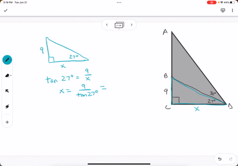 in-the-accompanying-diagram-of-4-right-triangle-acd-b-lies-on-ac-bd-is-drawn-such-that-mzcdb-27-mzbda-30and-bc-9-find-ab-t0-the-nearest-tenth-3oo-270-70912