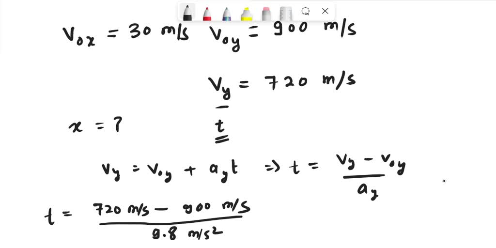 SOLVED: A projectile is fired at time t = 0.0s, from point 0 at the ...