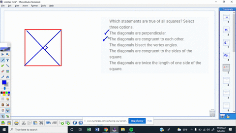 which-statements-are-true-of-all-squares-select-three-options-the-diagonals-are-perpendicular-the-diagonals-are-congruent-to-each-other-the-diagonals-bisect-the-vertex-angles-the-diagonals-a-60405