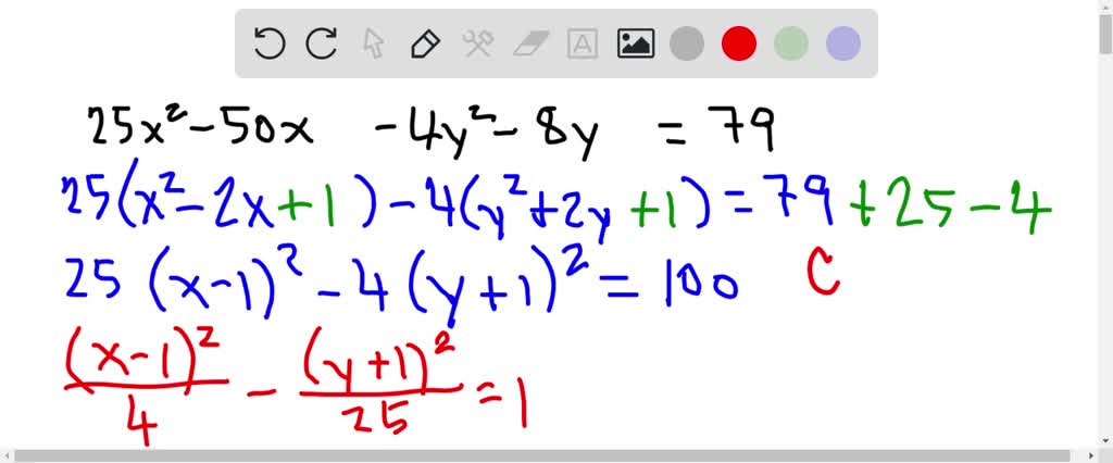 SOLVED: Write the equation for the hyperbola standard fonm. 16x2 160x ...