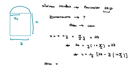 a-norman-window-is-a-rectangle-with-a-semicircle-on-top-suppose-that-the-perimeter-of-a-particular-norman-window-is-to-be-23-feet-what-should-the-rectangles-dimensions-be-in-order-to-maximiz-24942