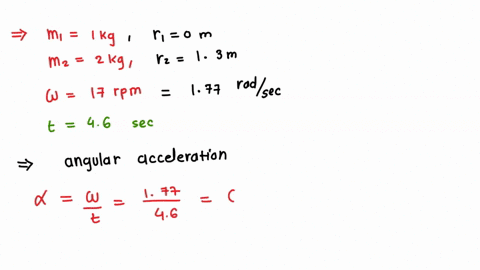 a-10-kg-ball-and-a-20-kg-ball-are-connected-by-a-13-m-long-rigid-massless-rod-the-rod-is-rotating-cw-about-its-center-of-mass-at-17-rpm-what-torque-will-bring-the-balls-to-a-halt-in-46-s-08395