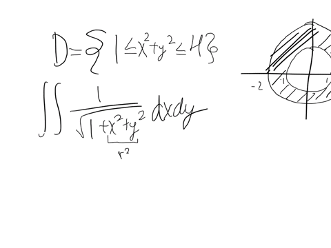 2-dleftx-y-in-mathbbr2-1-leq-x2y2-leq-4right-iint_d-frac1sqrt1x2y2-d-x-d-y