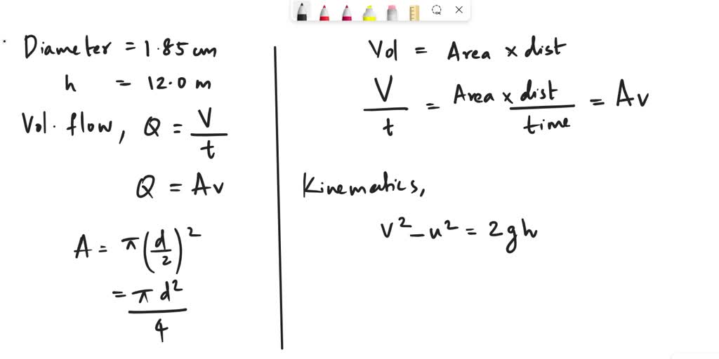 SOLVED: What is the volume rate of flow of water from = 1.85 cm ...