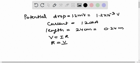 a-copper-bus-bar-carrying-1200-mathrma-has-a-potential-drop-of-12-mathrmmv-along-24-mathrmcm-of-its-55828
