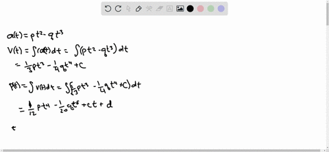 the-acceleration-of-a-particle-varies-with-time-according-to-the-equation-at-pt2-qt3-initially-the-velocity-and-position-are-zero-a-what-is-the-velocity-as-a-function-of-time-b-what-is-the-p-70294