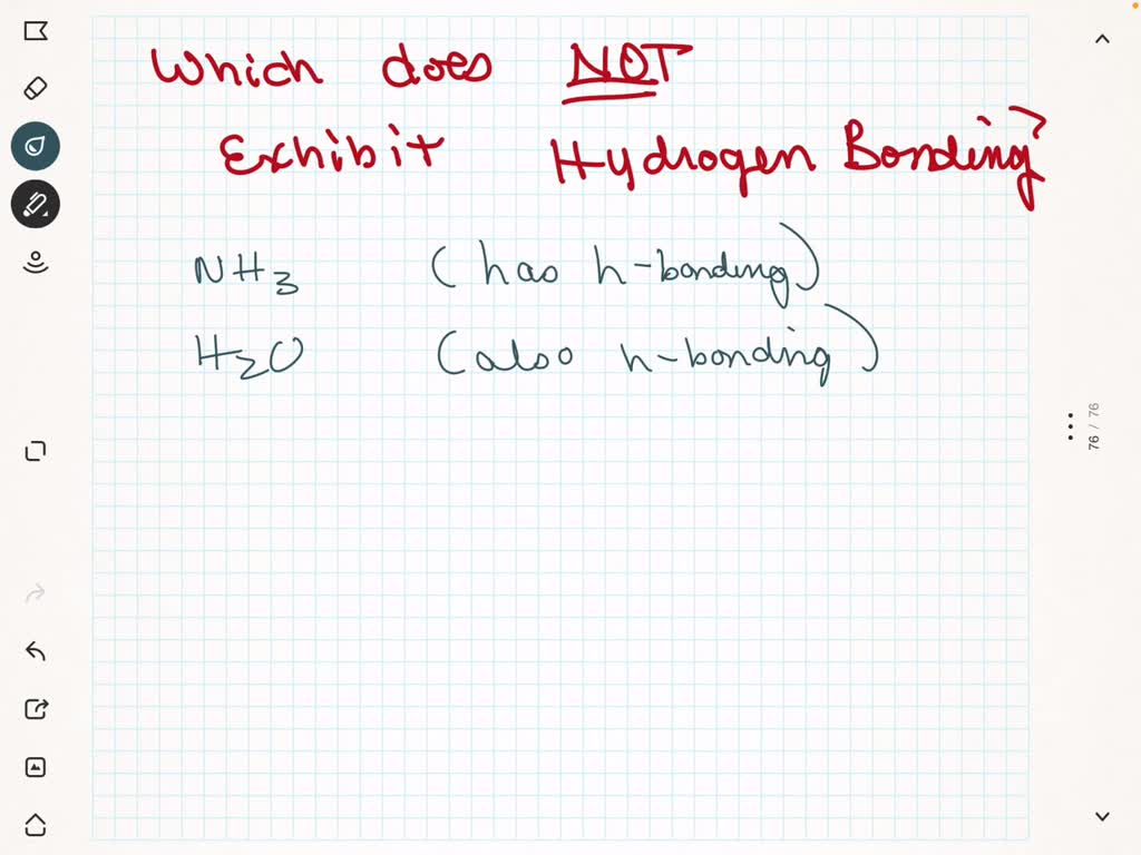 SOLVED: Which of the following molecules does not exhibit hydrogen bonding?  Question 1 options: NH3 H2O PH3 HF None of the above since all of them  exhibit strong hydrogen bonding.