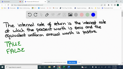 the-internal-rate-of-return-is-the-interest-rate-at-which-the-present-worth-is-zero-and-the-equivalent-uniform-annual-worth-is-positive-true-or-false-34504