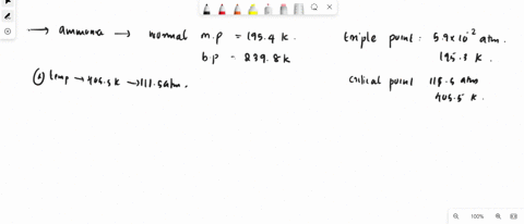 the-substance-ammonia-has-the-following-properties-normal-melting-point-1954-k-normal-boiling-point-2398-k-triple-point-5910-2-atm-1953-k-critical-point-1115-atm-4055-k-at-temperatures-above-62593