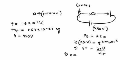 a-proton-enters-a-region-of-constant-magnetic-field-perpendicular-to-the-field-and-after-being-accelerated-from-rest-by-an-electric-field-through-an-electrical-potential-difference-of-440-v-44858