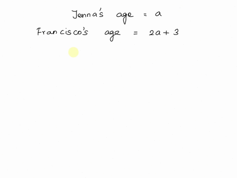 francisco-is-three-vears-more-than-twice-jennas-age-harrison-is-two-years-less-than-three-times-jennas-age-if-jennas-age-is-given-by-a-then-write-an-expression-for-franciscos-age-harrisons-a-86309