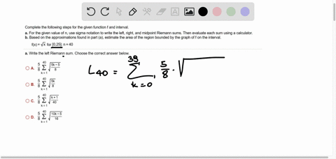 complete-the-following-steps-for-the-given-function-and-interval-a-for-the-given-value-of-n-use-sigma-notation-to-write-the-left-right-and-midpoint-riemann-sums-then-evaluate-each-sum-using-33894