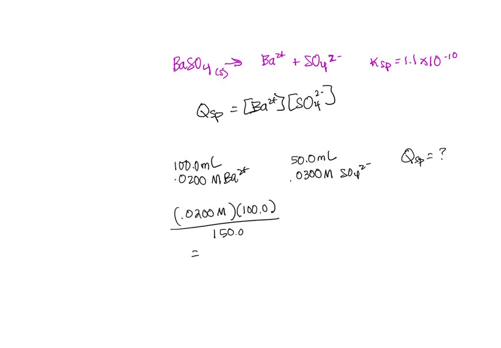 Solved Barium Sulphate Ksp 11 X 1010 In Suspension Is Frequently Used Medically As A 0095