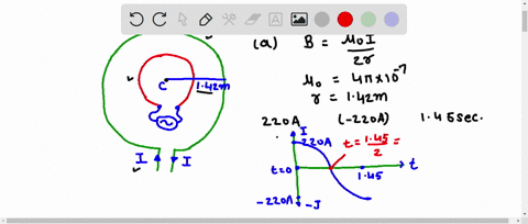 a-small-circular-loop-of-area-231-cm2-is-placed-in-the-plane-of-and-concentric-with-a-large-circular-loop-of-radius-142-m-the-current-in-the-large-loop-is-changed-at-a-constant-rate-from-220-60778