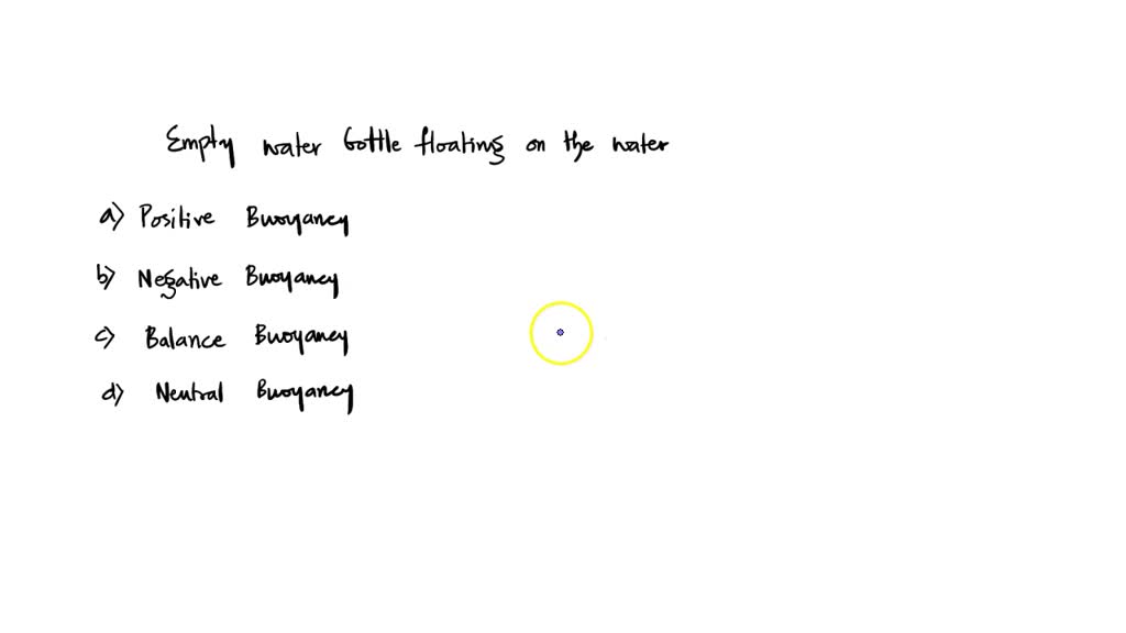 SOLVED An empty water bottle floating on the water is an example of positive buoyancy negative