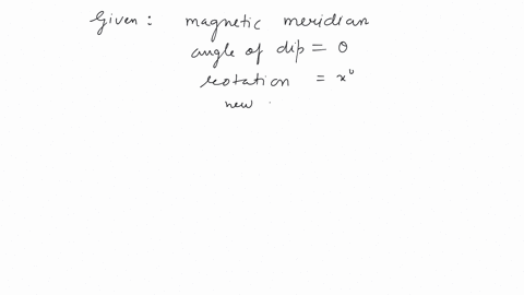 a-dip-needle-lies-initially-in-the-magnetic-meridian-when-it-shows-an-angle-of-dip-at-a-place-the-dip-circle-is-rotated-through-an-angle-x-in-the-horizontal-plane-and-then-it-shows-an-angle-of-dip