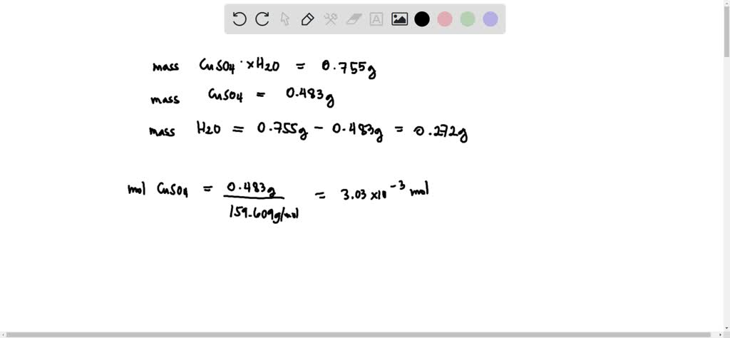 Solved: A 0.755g Sample Of Hydrated Copper Sulfate (cuso4Â·xh2o) Was 