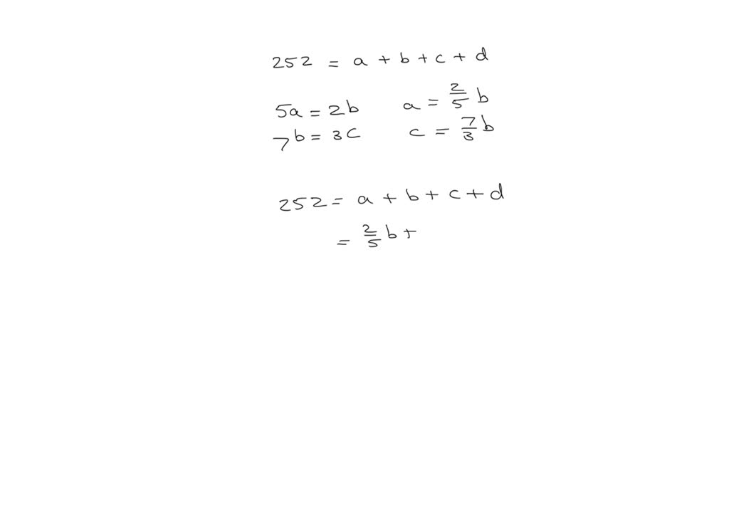 SOLVED: Rs 252 Is Divided Among A, B, C, And D Such That For Every 2 ...