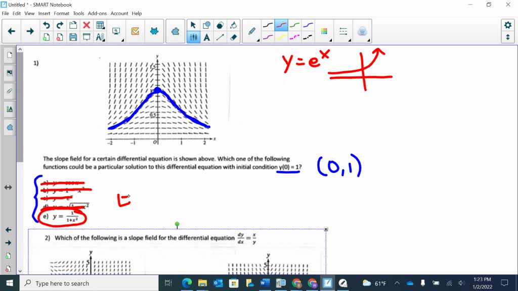 SOLVED: 2 attempts remaining Consider the differential equations: y =xy