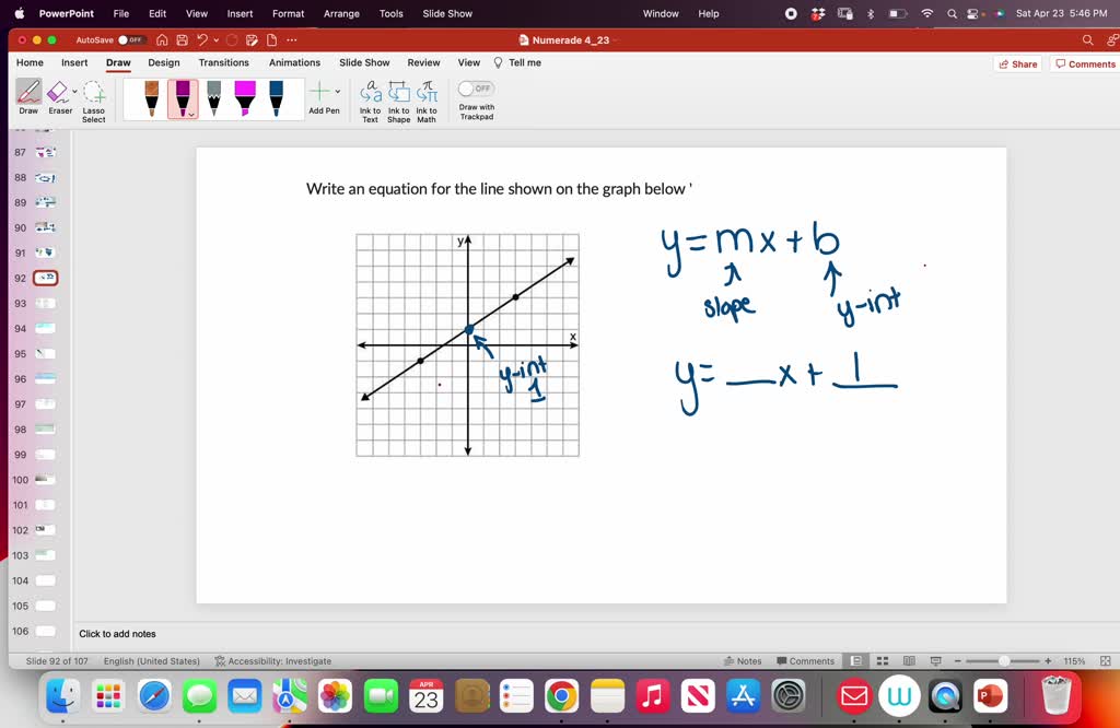 question what is the equation of the line shown in this graph