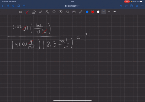 a-student-sets-up-the-following-equation-to-solve-a-problem-in-solution-stoichiometry-the-stands-for-a-number-the-student-is-going-to-calculate-enter-the-units-of-the-students-answer-l-ml-15-49937