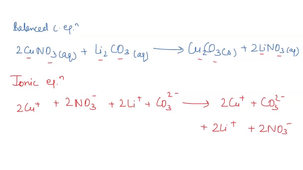 SOLVED Copper (i) nitrate reacts with lithium carbonate to form copper