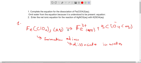 1-complete-the-equation-for-the-dissociation-of-feclo43aqfeclo43aq-omit-water-from-the-equation-because-it-is-understood-to-be-present-equation-feclo43aqay-2-enter-the-net-ionic-equation-for-the-react