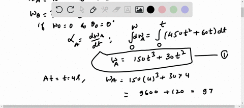 for-a-short-time-gear-a-of-the-automobile-starter-rotates-with-an-angular-acceleration-of-qa-450t2-6ot-rads-where-t-is-in-seconds-determine-the-angular-velocity-and-angular-displacement-of-g-97302