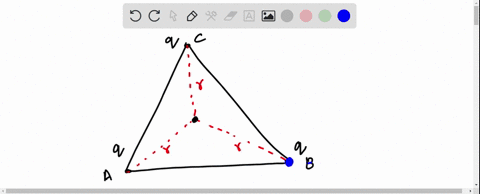 three-charges-each-of-magnitude-q-are-placed-at-the-corners-of-an-equilateral-triangle-the-electrostatic-force-on-the-charge-placed-at-the-center-is-each-side-of-triangle-is-l
