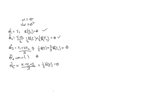 suppose-that-y1-y2-y3-denote-a-random-independent-sample-from-an-exponential-distribution-with-probability-density-function-fy-1-e-y-y-0-0-otherwise-consider-the-following-five-estimators-of-88963